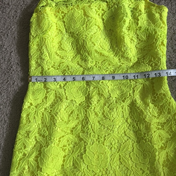 J Crew Collection Floral Lace Sheath Dress Neon Bright Yellow A8182 EUC Size 4 - Picture 7 of 11